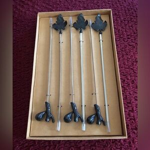 New Michael Aram fig leaf skewer set of 6.  Each skewer ~12 inches long. $65.00.